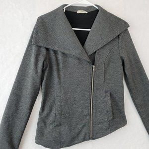 Hem & Thread Women's Asymmetrical Full Zip Riding Jacket Grey Size Medium